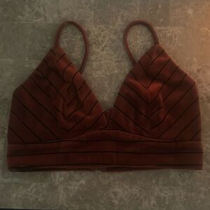 Chic y2k crop top tank zip up orange/copper with black stripes